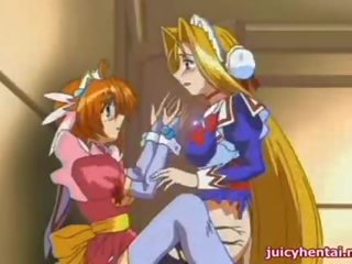 Anime lezbiýanka gets penetrated with a starpon