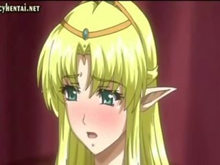 Hentai elf rubbing her massive titties