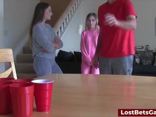 A erotic game of strip pong turns hardcore fast: bukkake adult film feat. aften opal by lost bets games