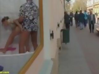 Rough anal at public shopping street