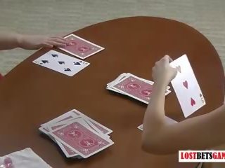 Two bewitching MILFs play a game of strip blackjack